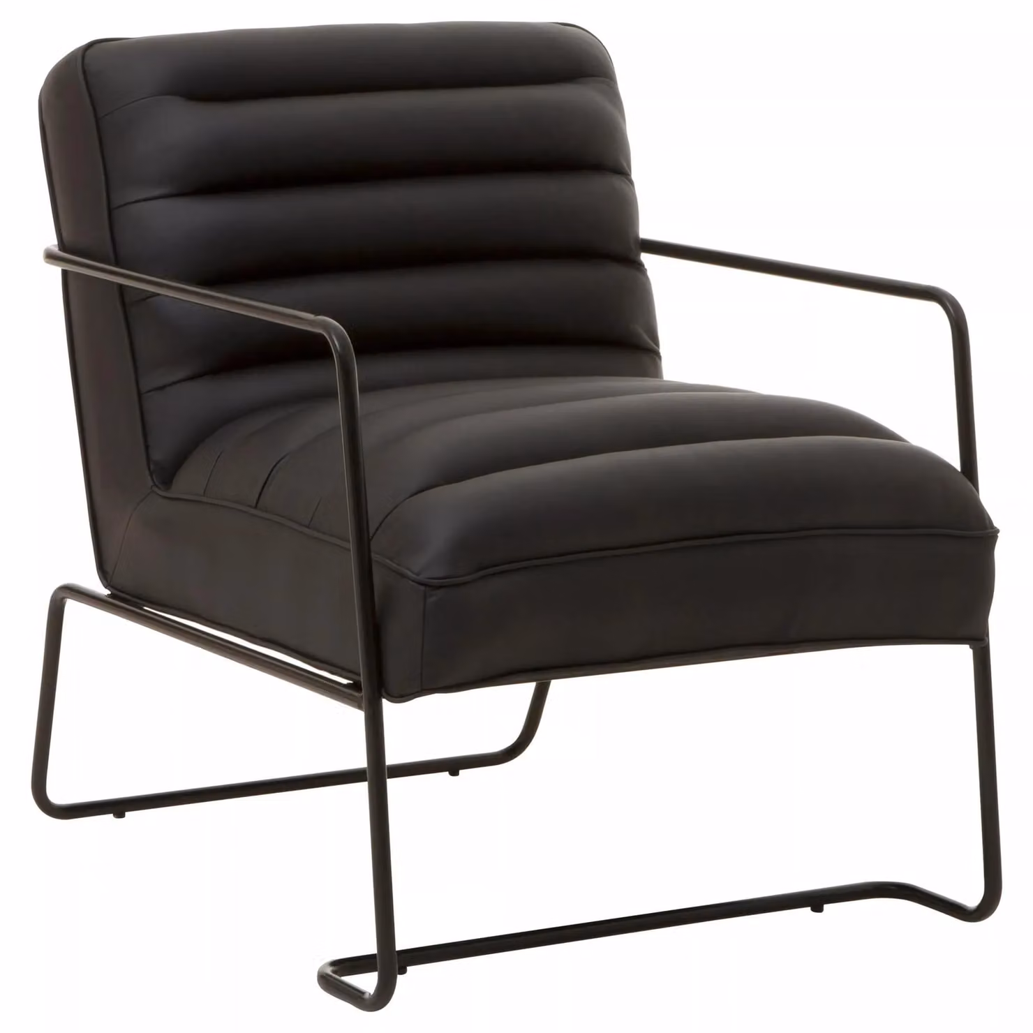 Orsina Foundry Black Leather Effect Metal High Back Accent Chair, H 78 x W 62 x D 62 cm – 3