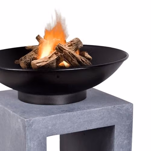 Ivyline Stone Grey Concrete Fire Bowl, H68.5cm x W39cm – 3