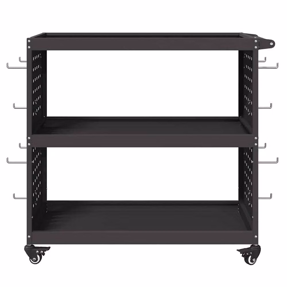 Berkfield Black Steel Tool Trolley with Shelf and Lockable Wheels – 5