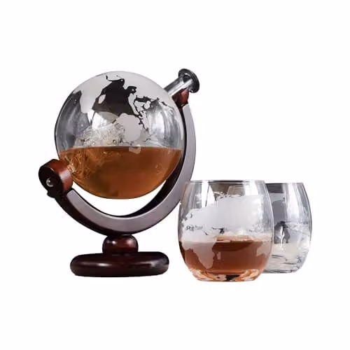 Connoisseur Creations Globe Decanter and Tumbler Drinking Set in Transparent Multicolour Glass