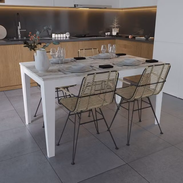 Decorotika Bud Modern Rectangular Dining Table in White