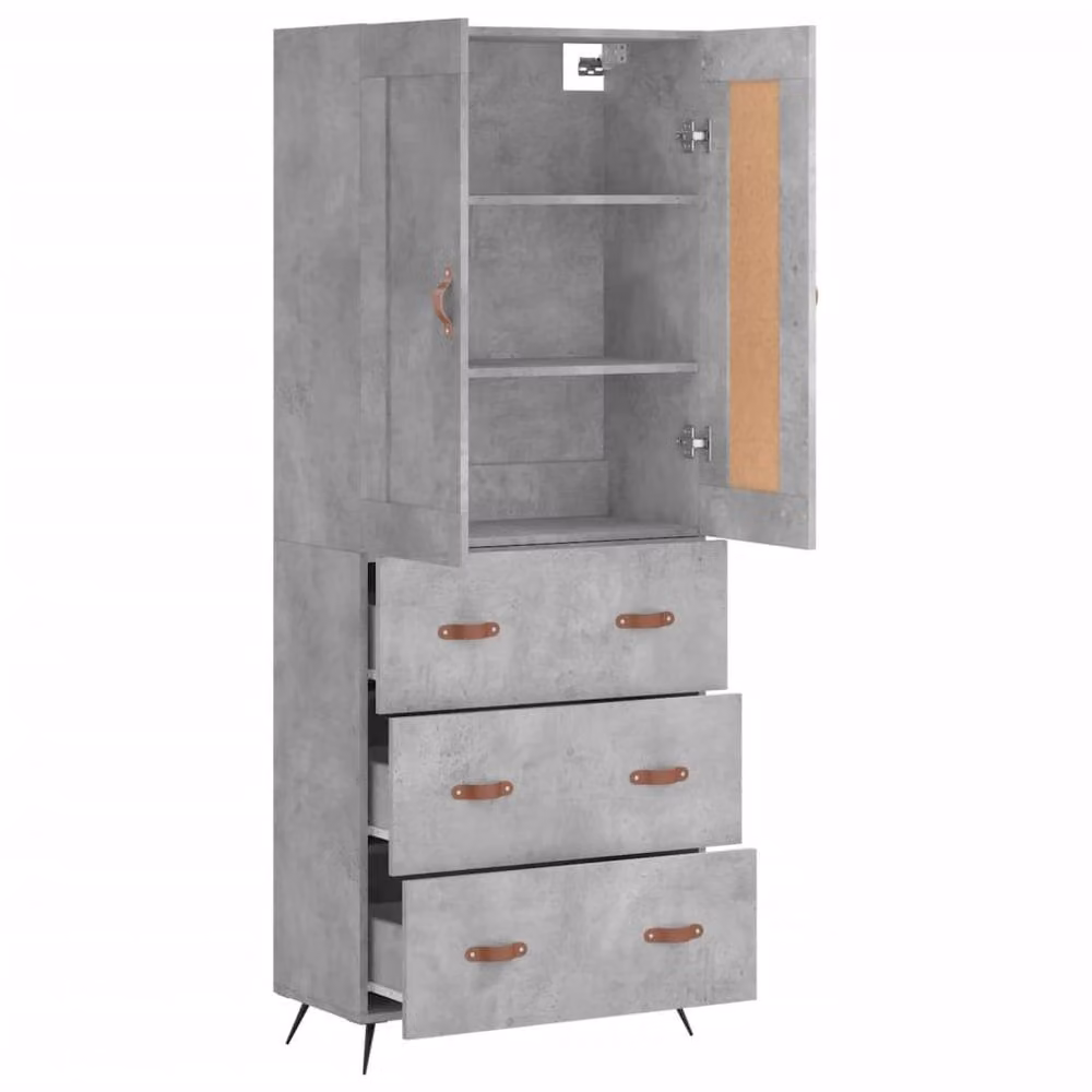 Berkfield Home Highboard in Concrete Grey, H 180 x W 69.5 x D 34 cm – 3