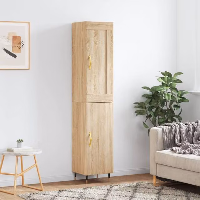 Berkfield Home Sonoma Oak Highboard in Brown, W/D/H: 34.5 x 34.5 x 180 cm