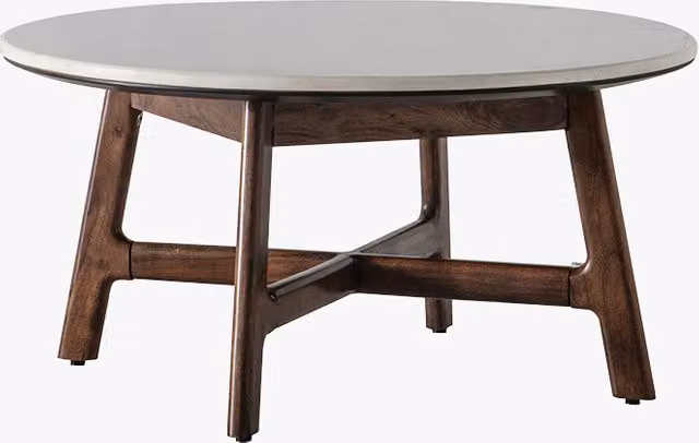 Perch & Parrow Palma Round Acacia and White Marble Coffee Table