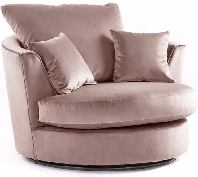 Furnishings For Less UK Brooklyn Pink Plush Velvet Swivel Single Seater Chair