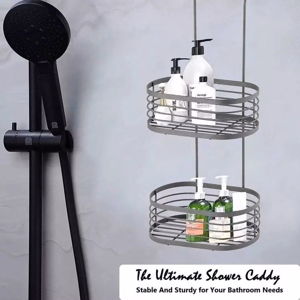 EONLION 2 Tier Grey Stainless Steel Hanging Shower Caddy with Drainage – 2
