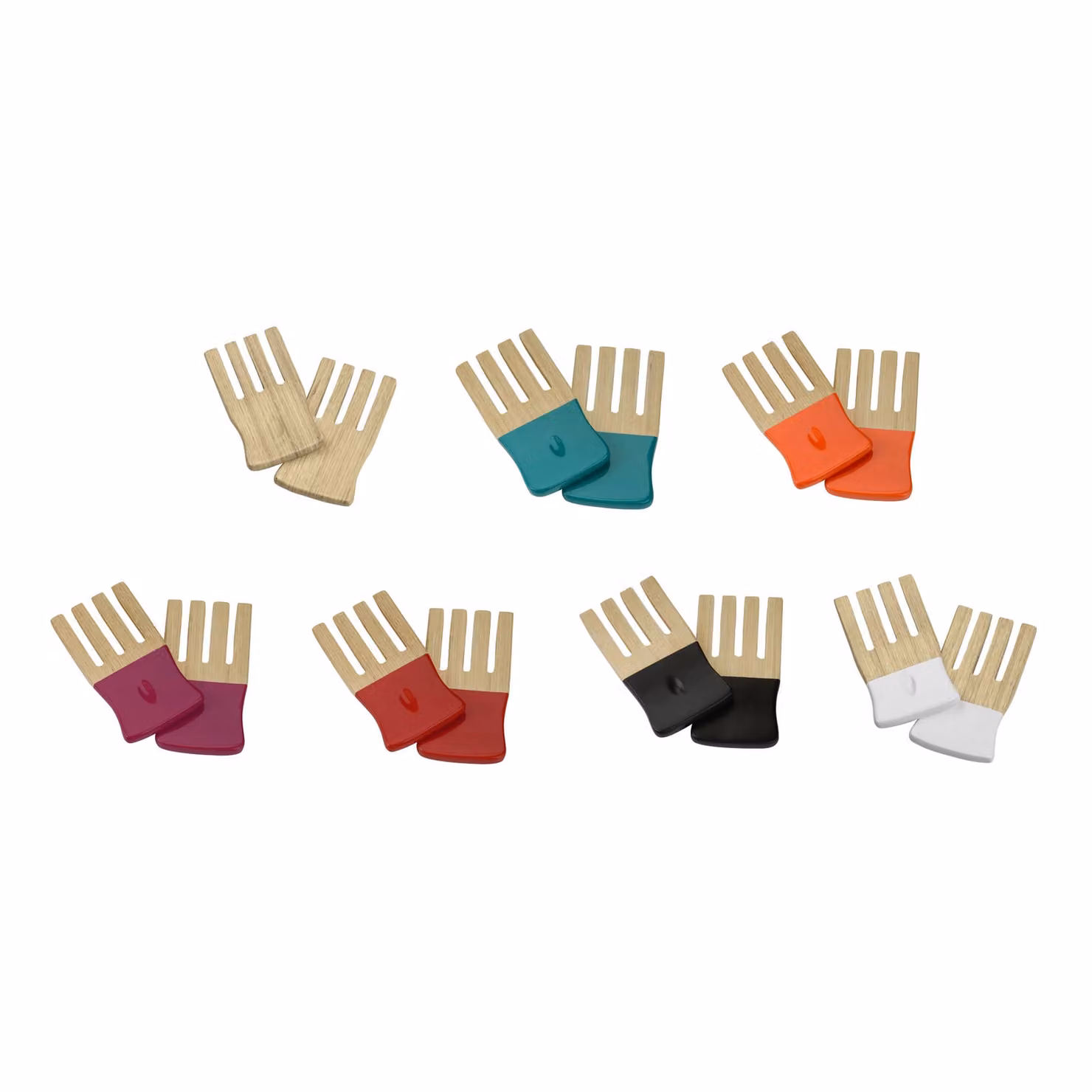 Orsina Bamboo Salad Forks in Orange and Turquoise with Stainless Steel