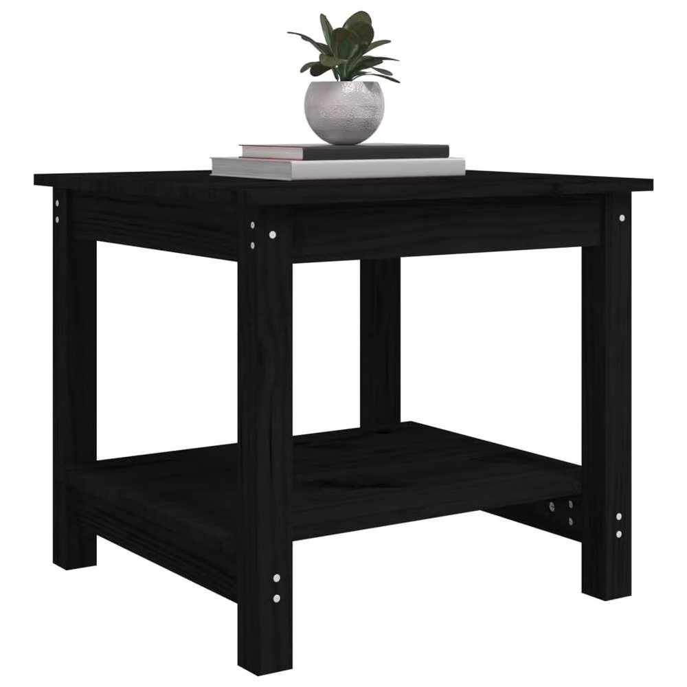 Berkfield Home Beautiful Coffee Table in Black Solid Pine, W/D/H: 50 x 50 x 45 cm – 3
