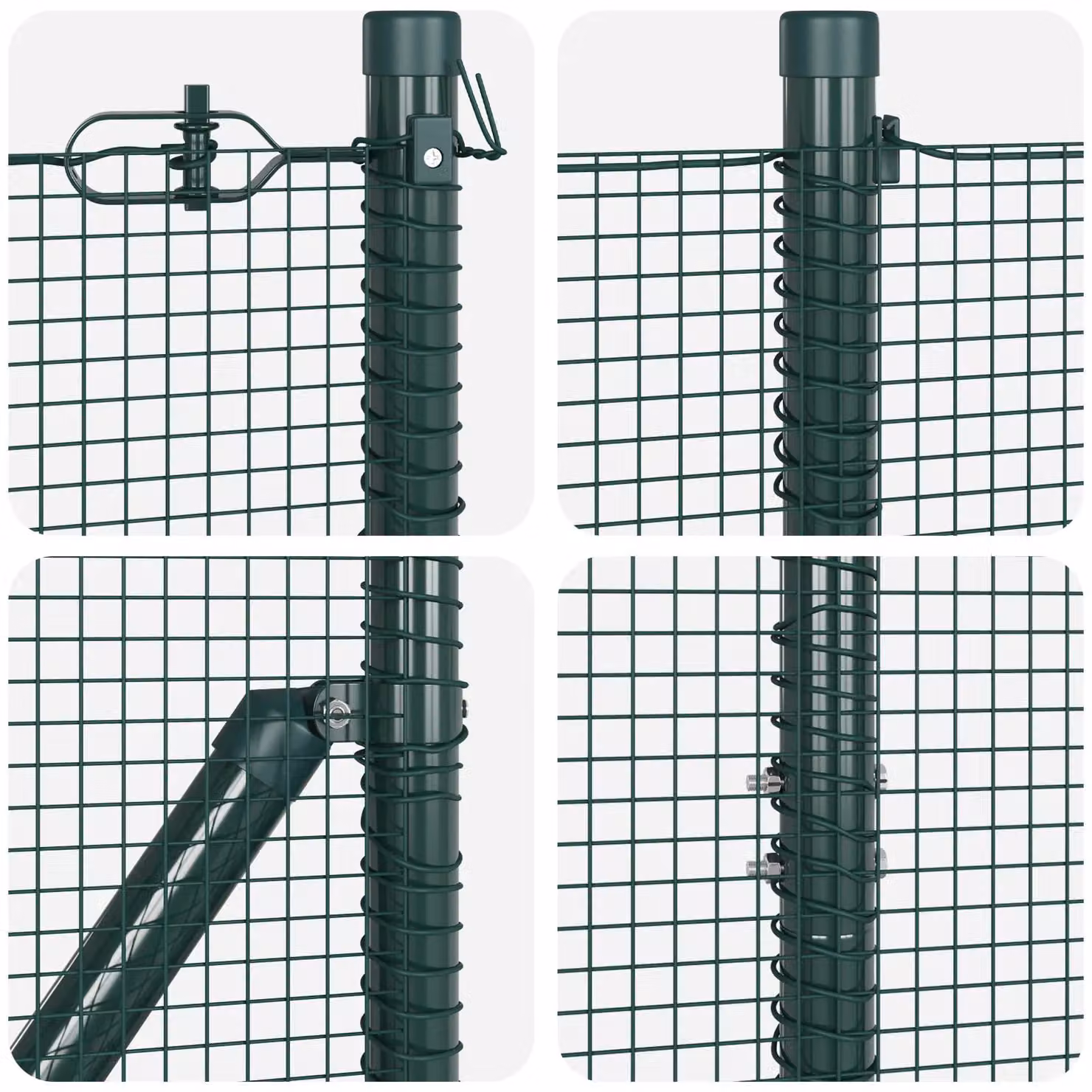 Berkfield Home Green Galvanised Steel Welded Wire Fence with 7 Round Spike Posts, W: 120 cm, L: 10 m – 4