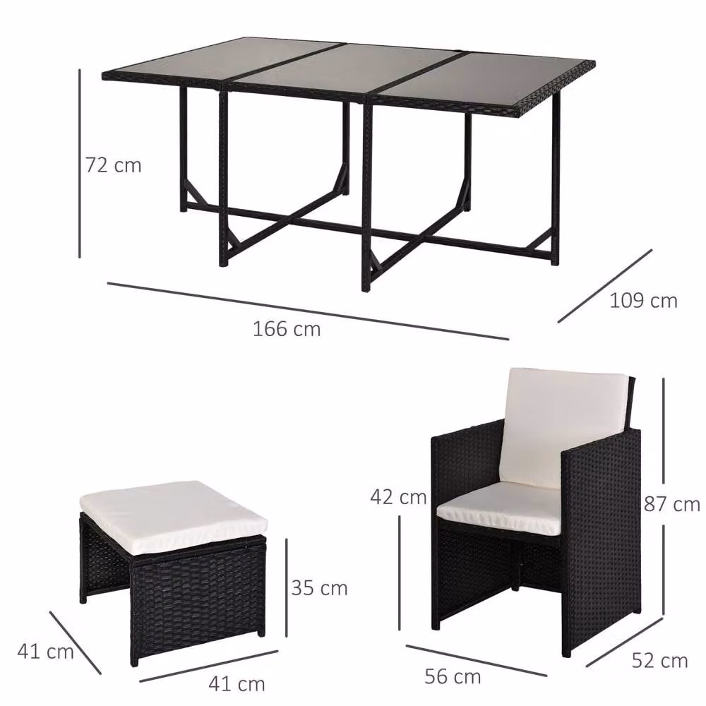 Wyld Haus Lokeha 11 Piece Black and White Polyrattan Outdoor Dining Set with Glass Table – 3
