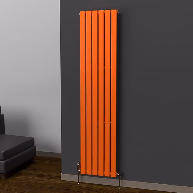 Lux Heat Flat Coloured Vertical Radiator in Sunburst Orange, H 180 cm x W 42 cm