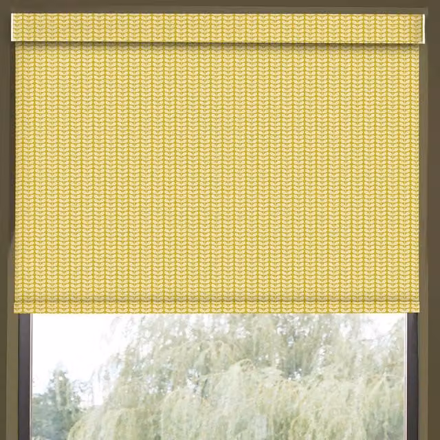Orla Kiely Tiny Stem Made to Measure Blackout Roller Blind, Yellow Floral Pattern