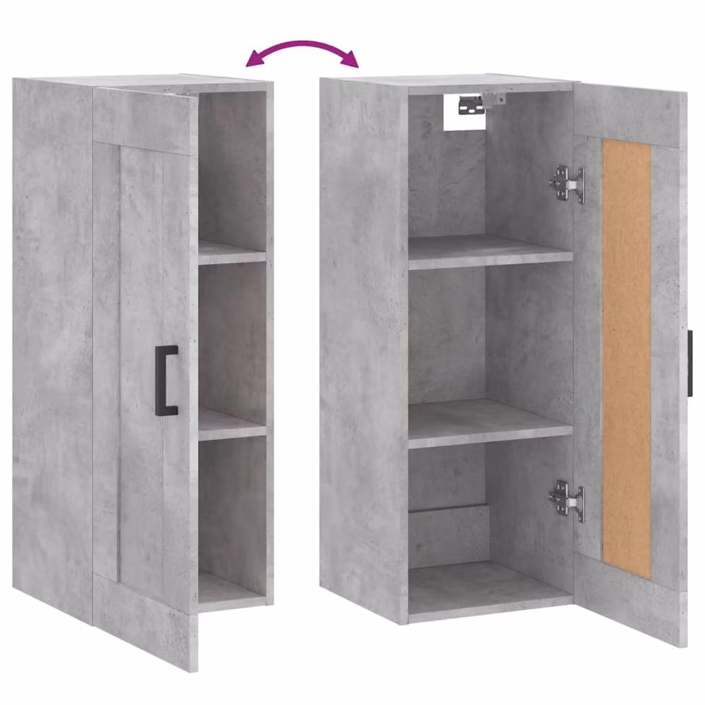 Berkfield Home Wall Mounted Cabinet in Concrete Grey, W/D/H: 34.5 x 34 x 90 cm – 3