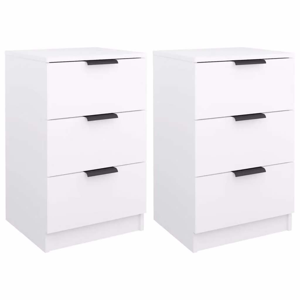 Berkfield Home Set of 2 White Modern Bedside Cabinets, W/D/H: 40 x 36 x 65 cm – 2