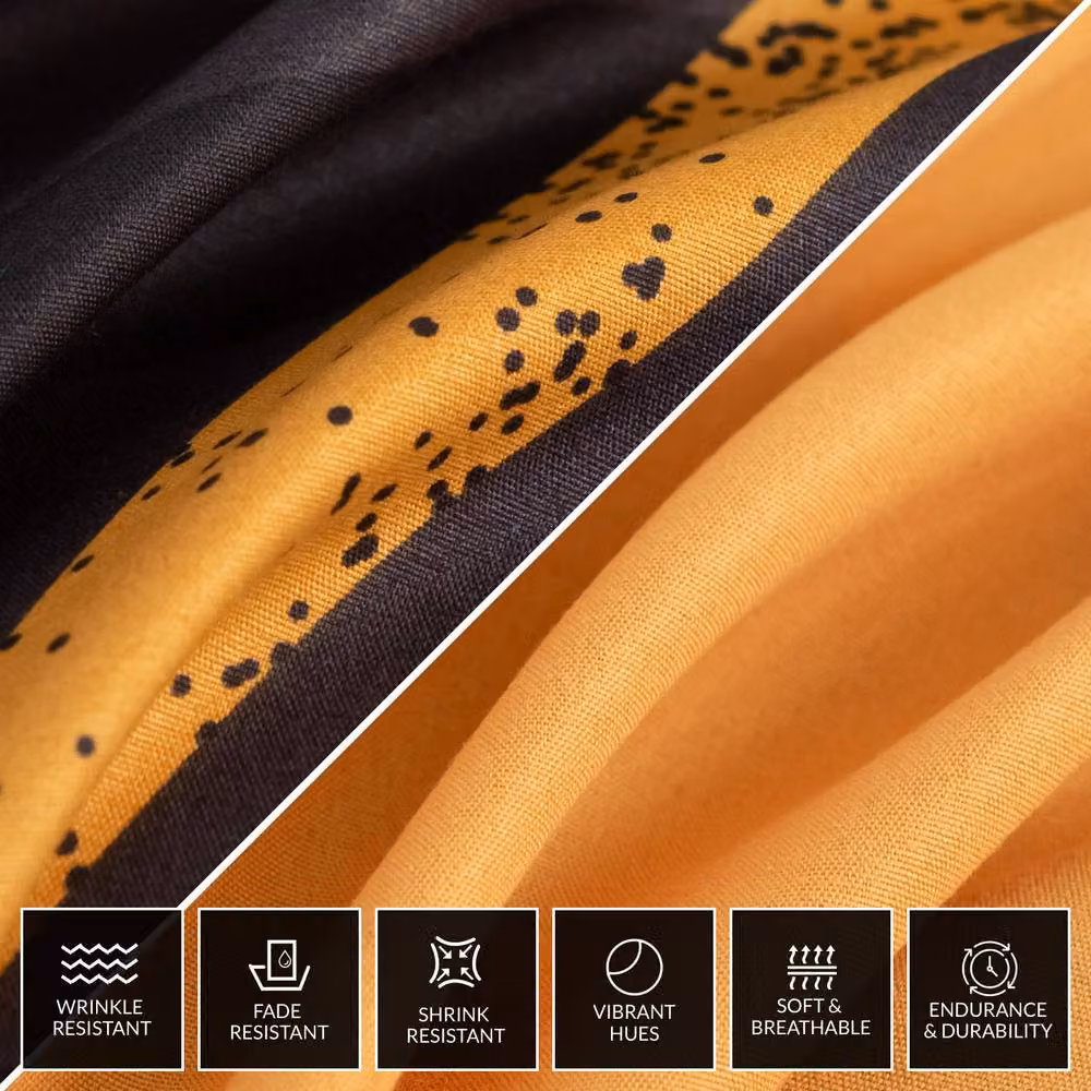Grace 4 Piece Super King Microfibre Duvet Cover Set with Fitted Sheet in Gold and Black – 12