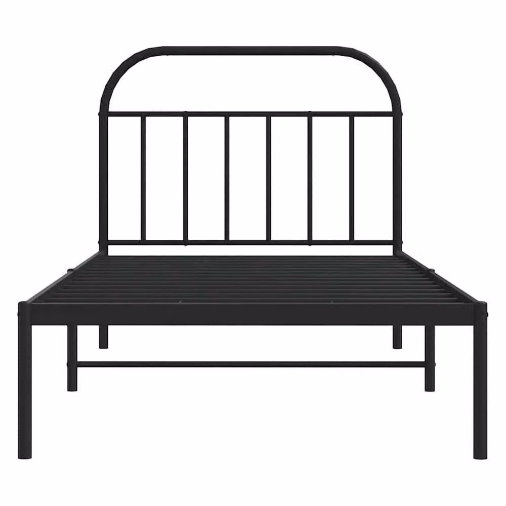 Berkfield Home Classic Metal Bed Frame with Headboard in Black, W: 100 cm, L: 200 cm – 3