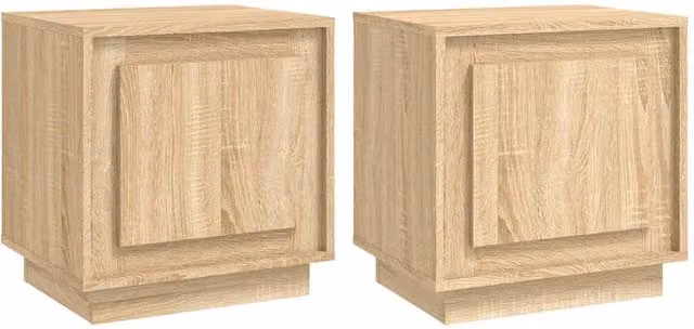 Berkfield Home Set of 2 Sonoma Oak Bedside Cabinets in Brown, W/D/H: 44 x 35 x 45 cm