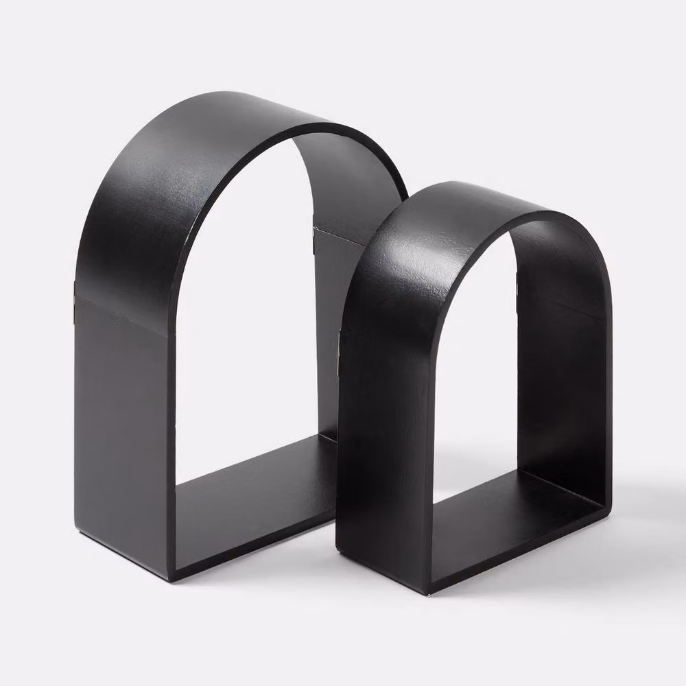 OHS 2 Pack Arched Floating Wall Mounted Display Shelves in Black – 2