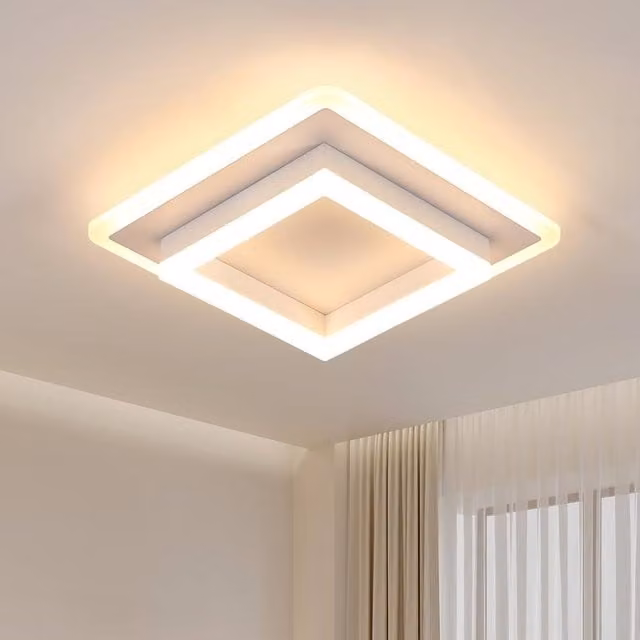 Goeco Modern Square LED Ceiling Light in White, 30W, Warm White – 1