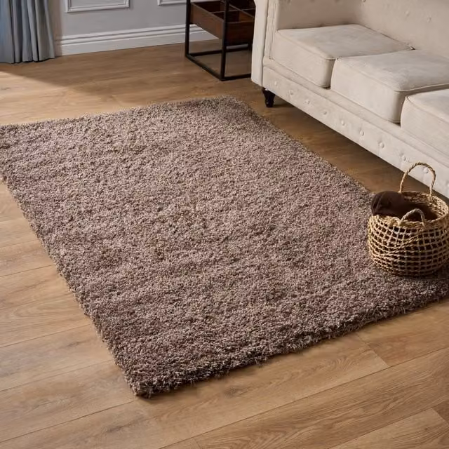 Bravich California Shaggy Rug in Taupe, W: 330 cm, D: 240 cm