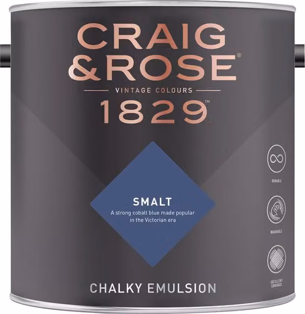Craig and Rose Smalt Chalky Matt Water Based Emulsion in Blue