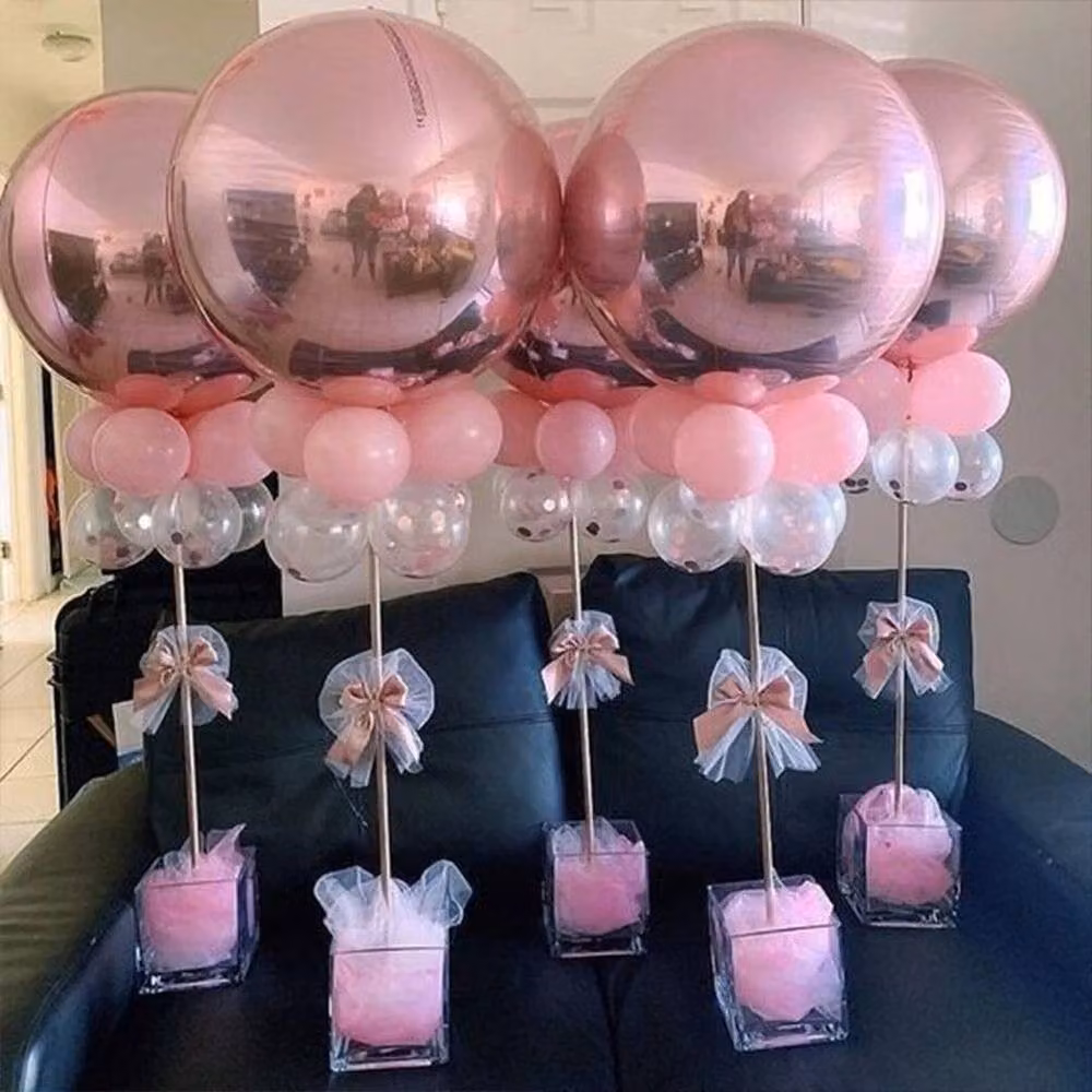 FLAVORA 10-Piece Reusable Tabletop Balloon Stand Kit in Transparent Plastic, H 100 cm x W 15 cm – 4