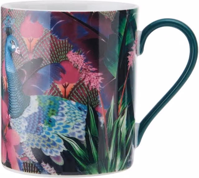 Mikasa Sarah Arnett Porcelain Mug, 350ml, Multicolour Peacock Print – 5