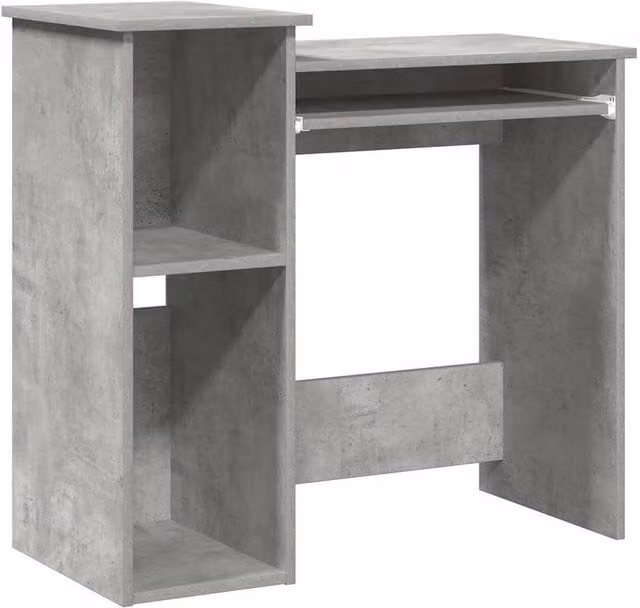 Berkfield Home Computer Desk with Shelves in Concrete Grey, W/D/H: 84 x 40 x 78 cm