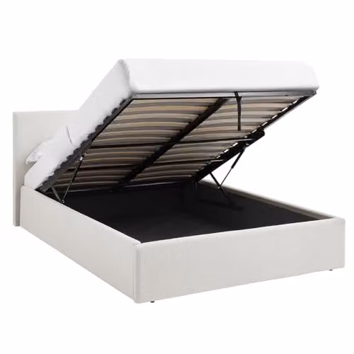TEDDY BOUCLE White Upholstered King Size Ottoman Storage Bed with Foam Mattress W/D/H: 180 x 200 cm – 4