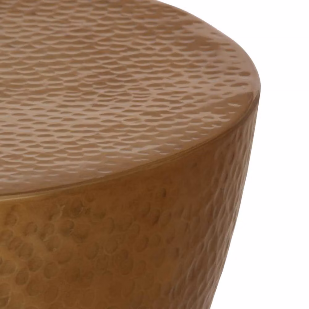 Berkfield Home Hammered Aluminium Coffee Table in Yellow Brass, W: 50 cm, D: 30 cm, H: 30 cm – 2