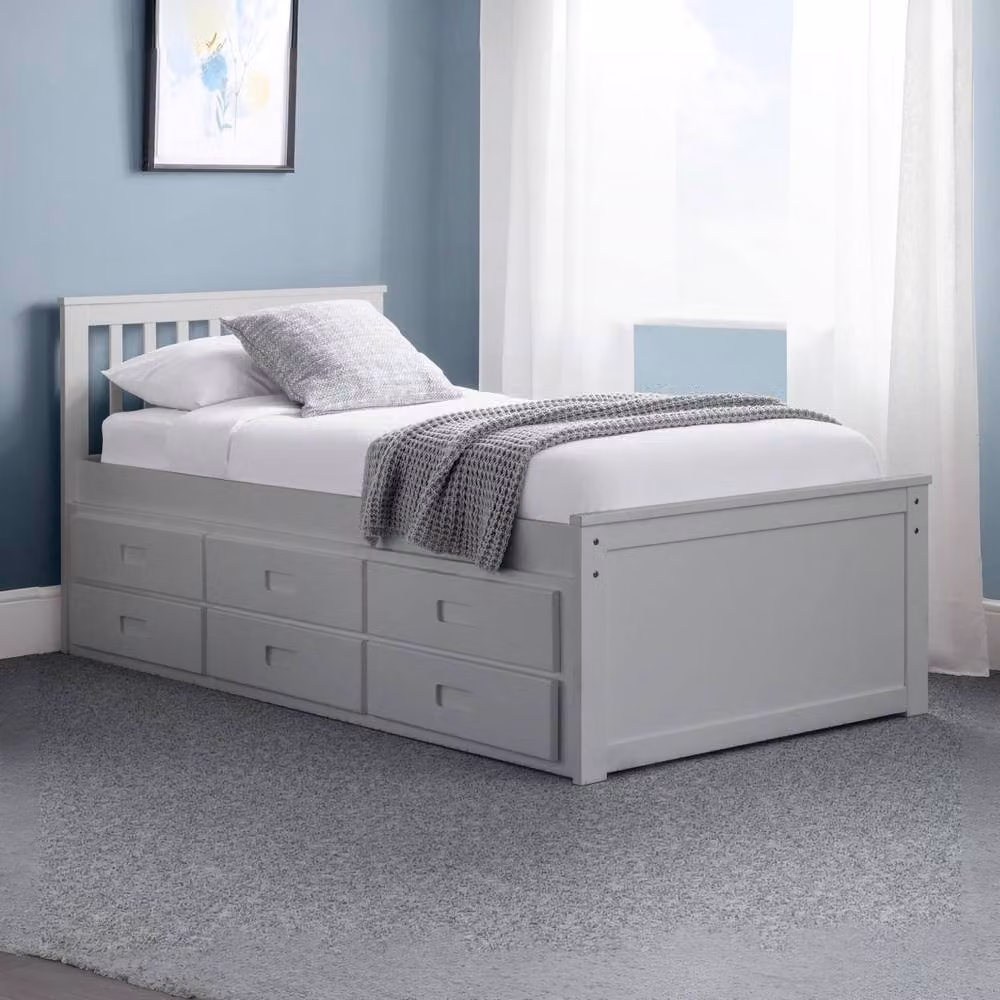 Cheshire Amethyst Upholstered Single Bed with Underbed Drawers in Grey, W/D/H: 90 x 200 cm – 2