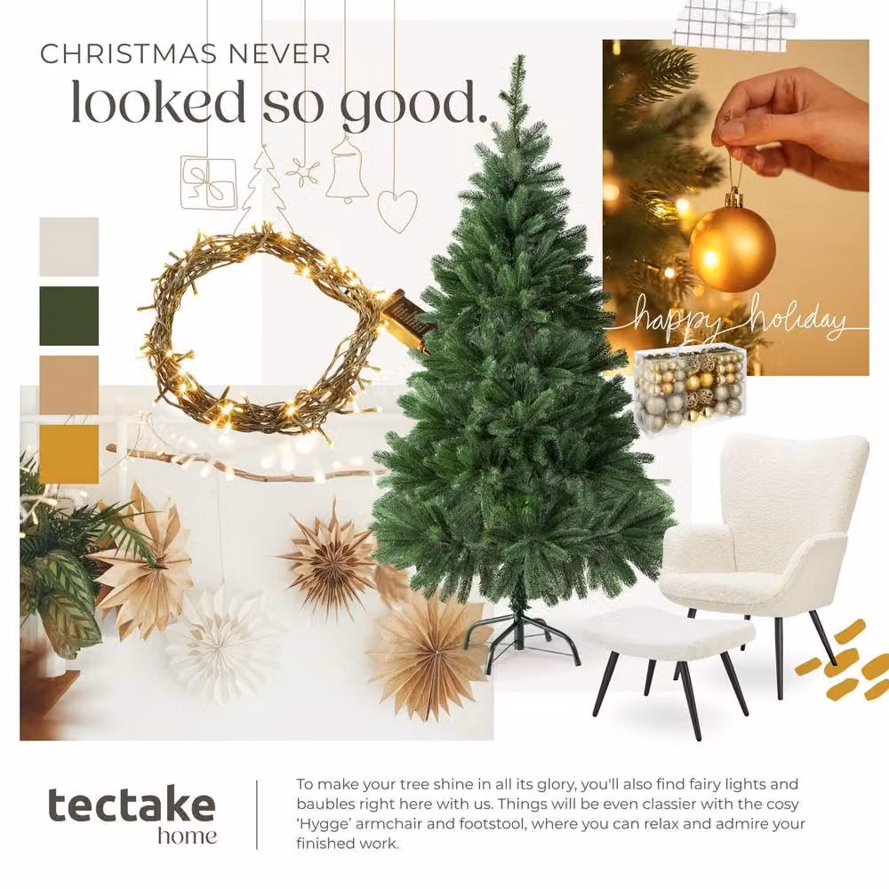 tectake Green Freestanding Christmas Tree, Height: 140 cm – 7