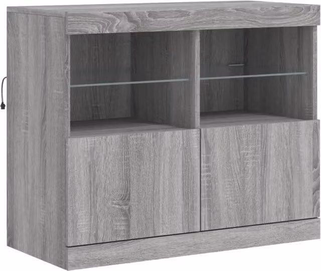 Berkfield Home Modern Grey Sonoma Sideboard with Integrated LED Lights, W/D/H: 81 x 37 x 67 cm – 1