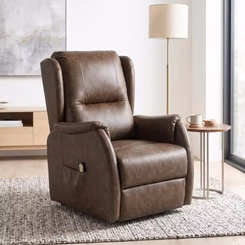 HOMCOM Dual Motor Power Lift Recliner Chair in Brown Synthetic Leather for Seniors – 6