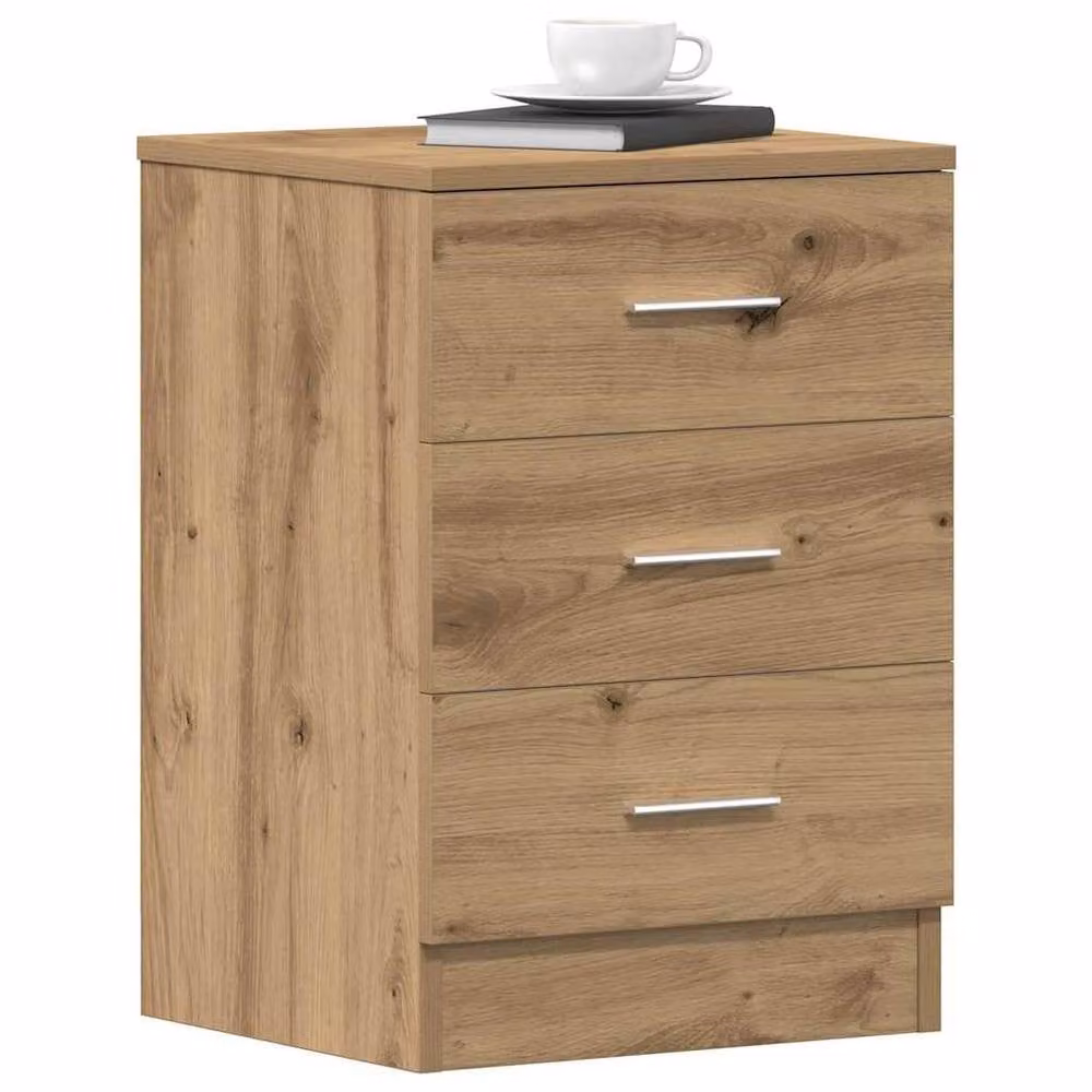 Berkfield Home Classic Bedside Cabinets, 2 Piece Set in Artisan Oak Brown, W/D/H: 38 x 35 x 55 cm – 1
