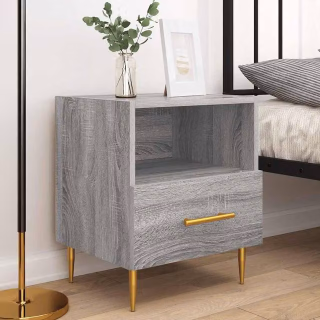 Berkfield Home Modern Bedside Cabinets, 2 Piece Set, Grey Sonoma, W: 40 cm, D: 35 cm, H: 47.5 cm