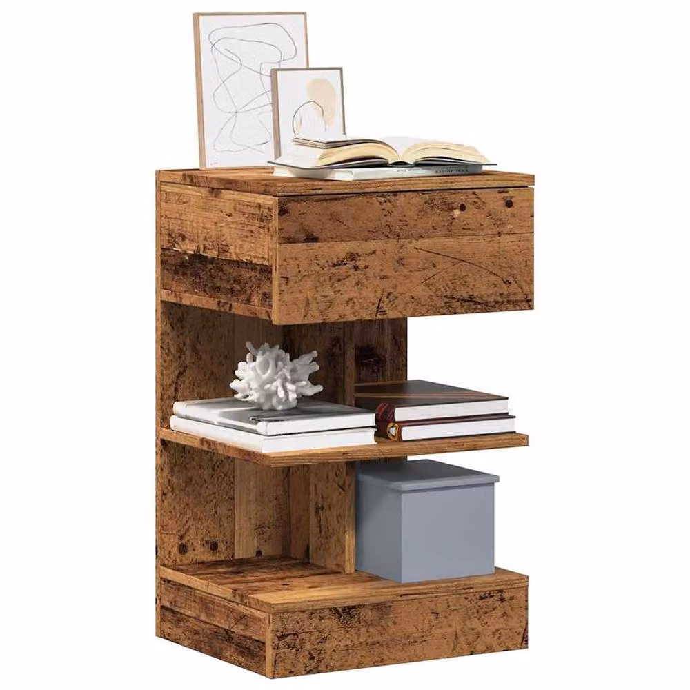 Berkfield Home Elegant Bedside Cabinets, 2 Piece Set in Brown Old Wood, W/D/H: 40 x 35 x 65 cm – 2