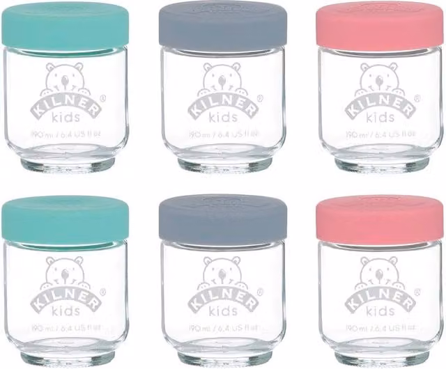 Kilner Set of 6 Transparent Glass Baby Food Jars, 190ml each – 1