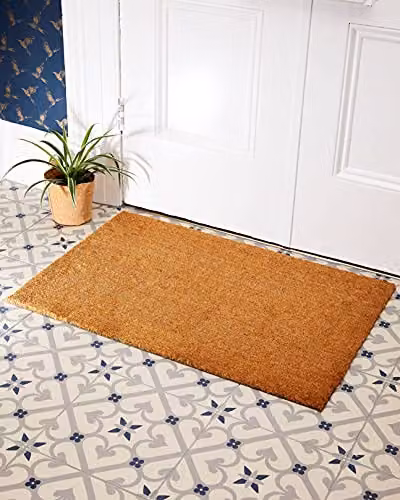 MUD STOPPER Heavy Duty Natural Coir Door Mat, Brown, W: 90 cm, D: 60 cm