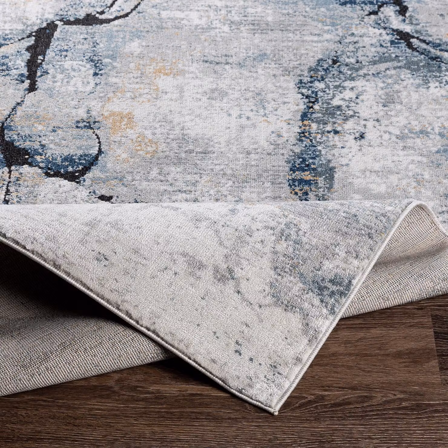 Livabliss Jolie Modern Abstract Marble Rug in Grey, Blue and Brown, W: 140 cm x L: 200 cm – 3
