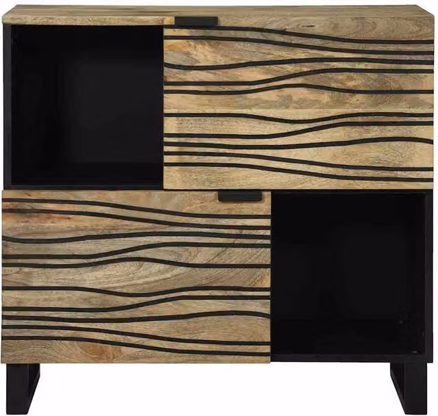Berkfield Home Sideboard in Beige, Made from Solid Mango Wood, W/D/H: 80 x 33.5 x 75 cm – 1