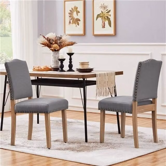 KORVIXA Modern Upholstered Fabric Kitchen and Dining Chairs in Grey and Bronze