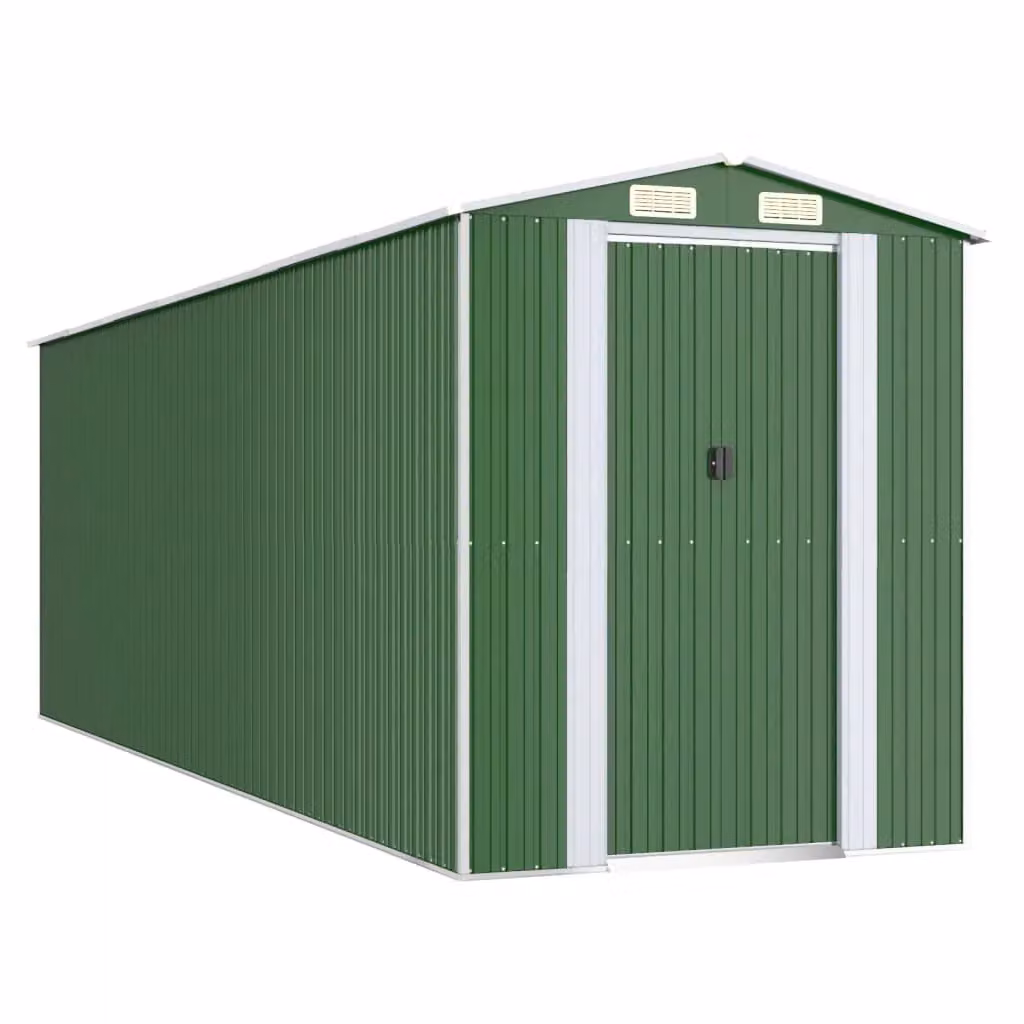Berkfield Home Green Galvanised Steel Garden Shed with Sliding Gable Door and Side Vent, W/D/H: 192 x 606 x 223 cm – 2