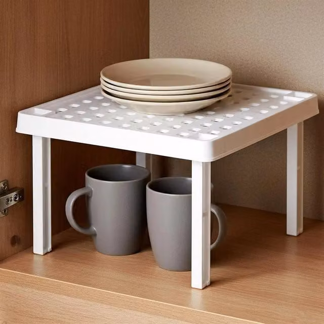 SPETLEK Stackable Square Kitchen Shelf Insert, White – 1