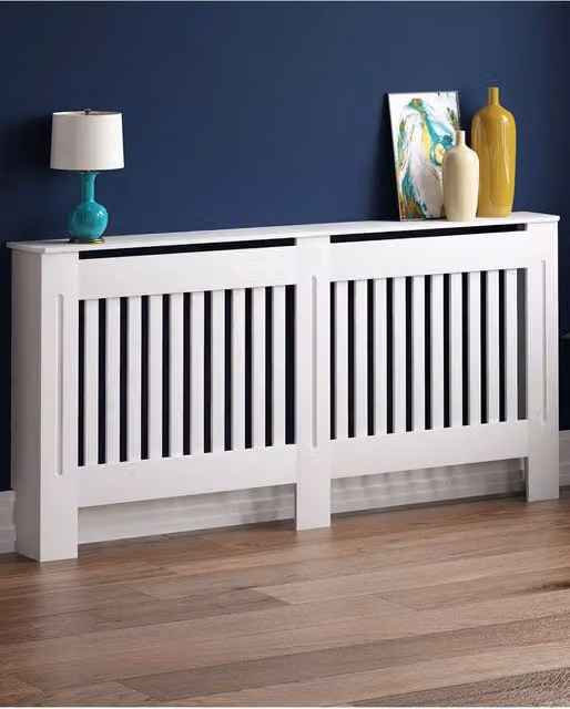 Vida Designs Chelsea MDF Radiator Cover in White, H x W x D: 82 x 172 x 19 cm