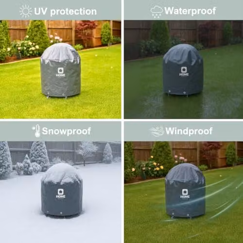 Home Source Grey Waterproof Polyester Charcoal Grill Protective Cover, Diameter: 75 cm – 4