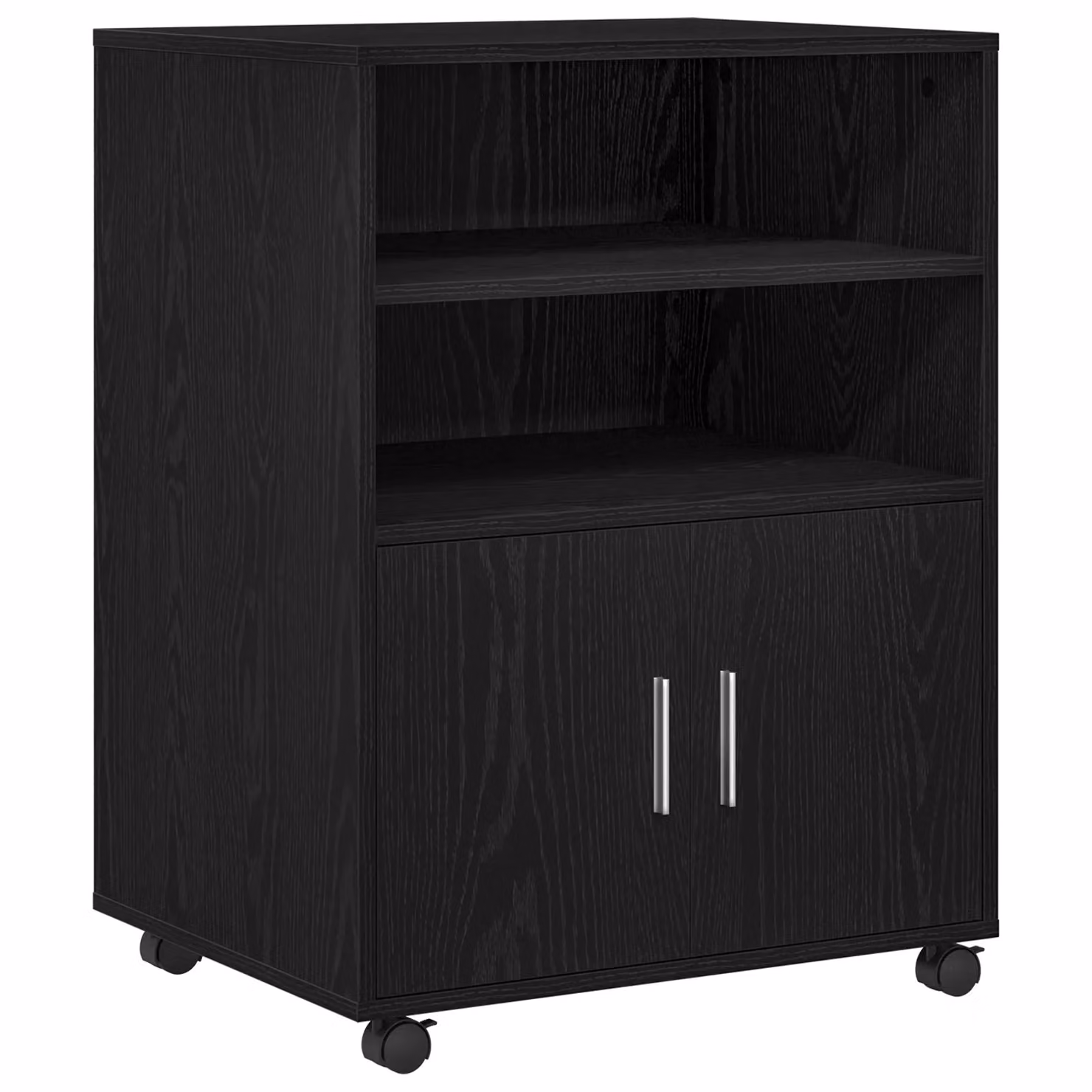 Berkfield Home Rolling Cabinet in Black Oak with Roll Shutter Doors, W/D/H: 60 x 48 x 81 cm – 2