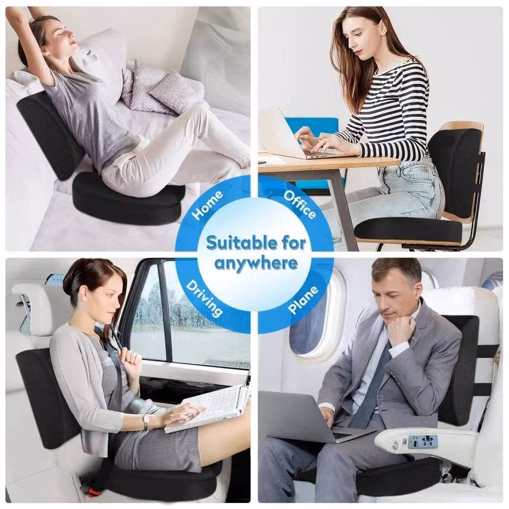 Kelvenix Black Velvet Memory Foam Lumbar Back Support Cushion, W/D/H: 100 x 190 cm – 5