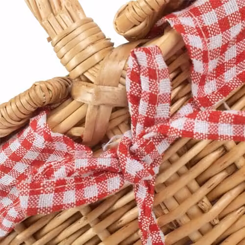 Red Hamper Child's Lined Oval Lidded Picnic Basket in Red and Brown Wood – 2