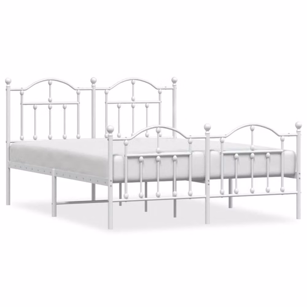 Berkfield Home Metal Bed Frame with Headboard and Footboard, White, W/D/H: 150 x 200 cm – 2